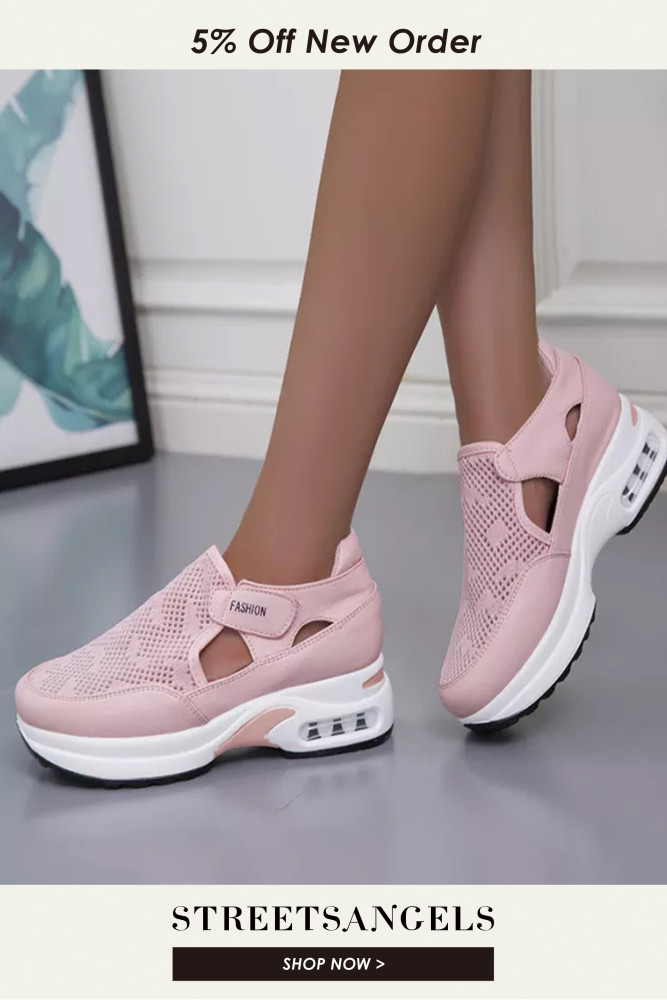 Women Hollow Out Mesh Breathable Platform Sneakers