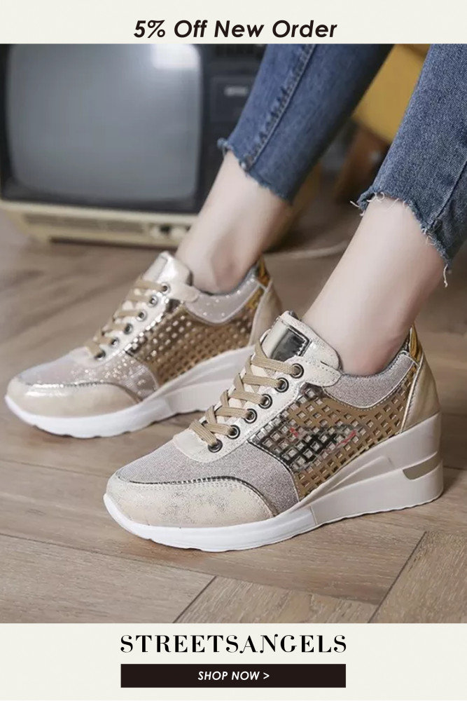 Women Sequined Leopard Print Wedge Sneakers