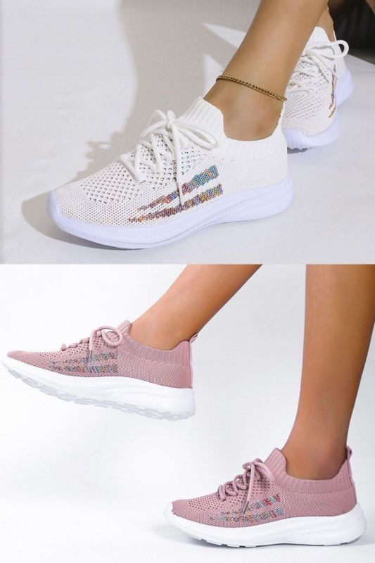 Women Colorblock Non-slip Comfortable Lace-up Sneakers
