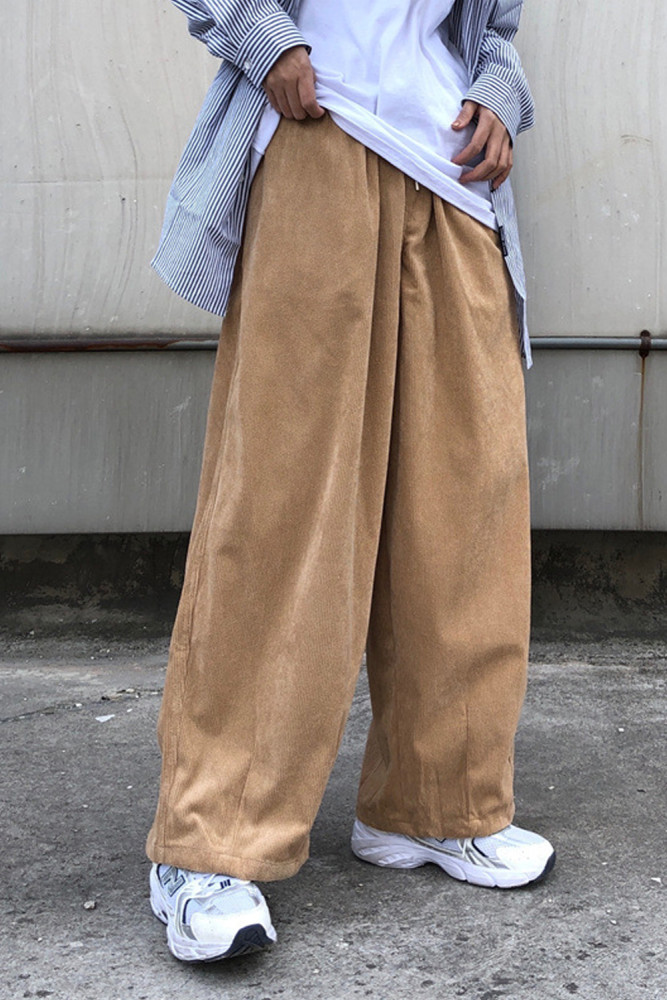 Men's Casual Retro Harajuku Fashion Loose Versatile Corduroy Unisex Pants