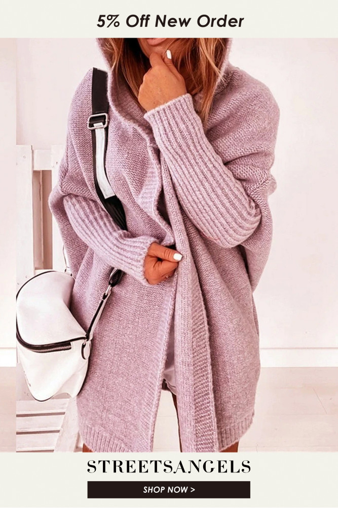 Fashion Loose Doll Sleeve Loose Hooded Sweater Cardigan Coat