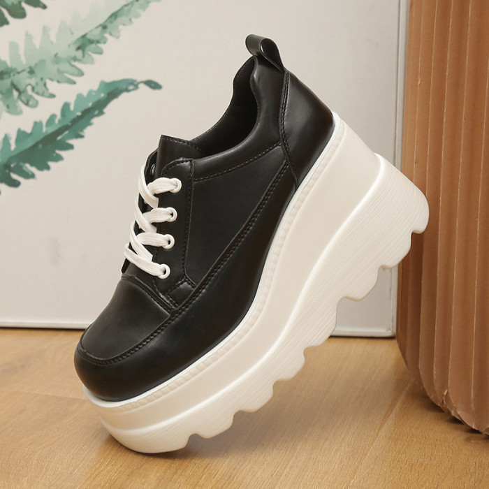 Fashion All-match Simple Solid Color Thick Bottom Sneakers