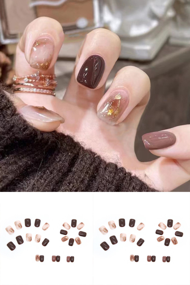 Exquisite Mocha Brown Smudge Wear Chocolate Brown Ice Brown Nails