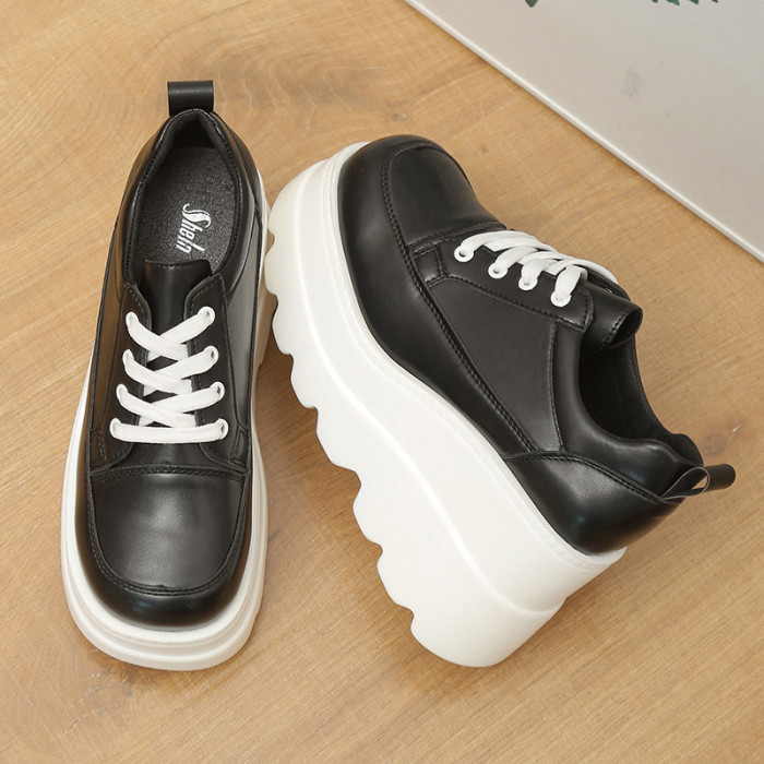 Fashion All-match Simple Solid Color Thick Bottom Sneakers