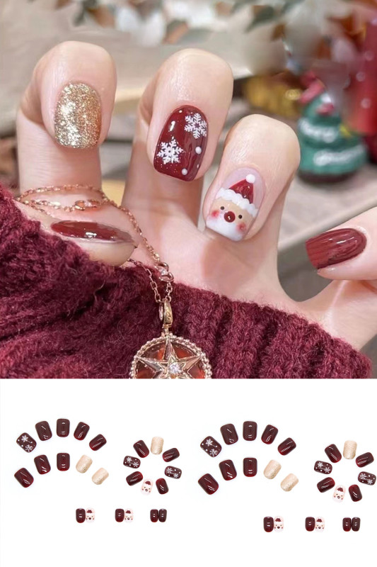 Flashing Christmas Nails Cute Snowflakes Beautiful Nail Art