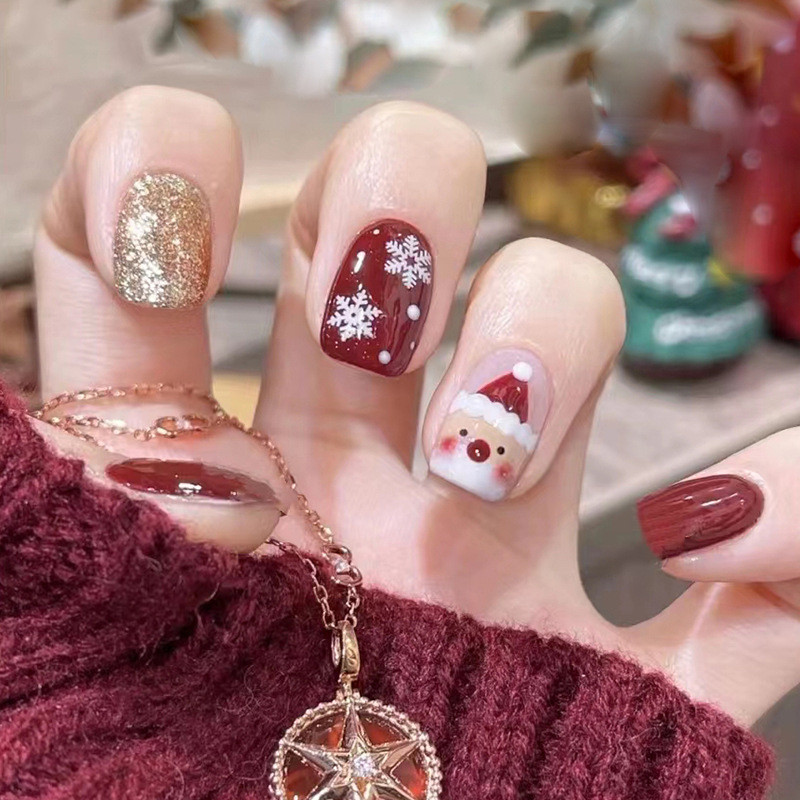 Flashing Christmas Nails Cute Snowflakes Beautiful Nail Art