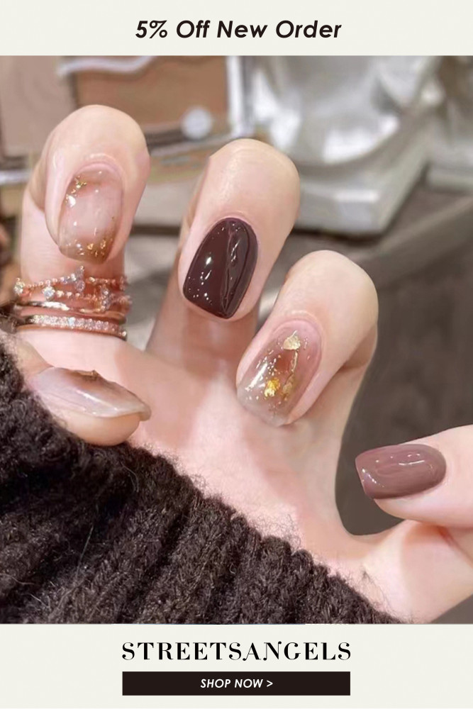 Exquisite Mocha Brown Smudge Wear Chocolate Brown Ice Brown Nails