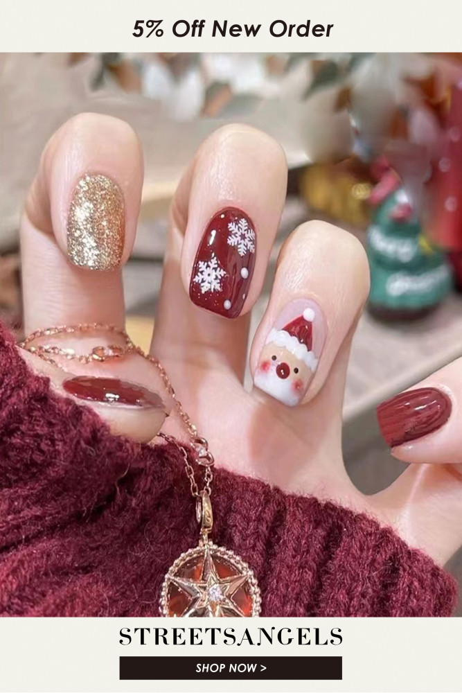 Flashing Christmas Nails Cute Snowflakes Beautiful Nail Art