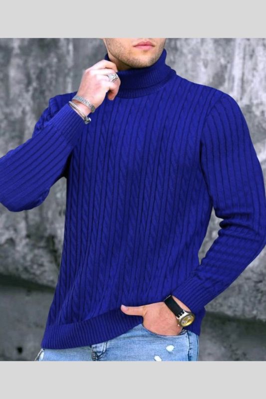 Men Knitted Warm High Elastic Turtleneck Sweater