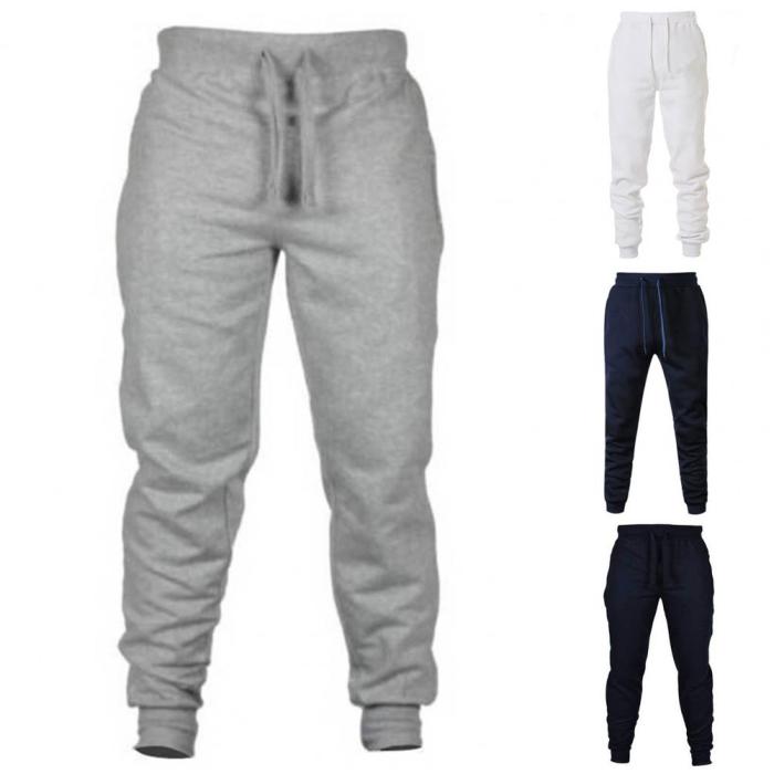 Men's Fashion Solid Color Casual Elastic Waist Fleece Pants