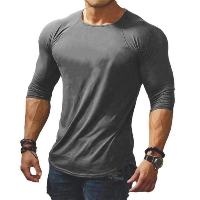 Men Soft Long Sleeves Solid Round Neck Sweatshirts