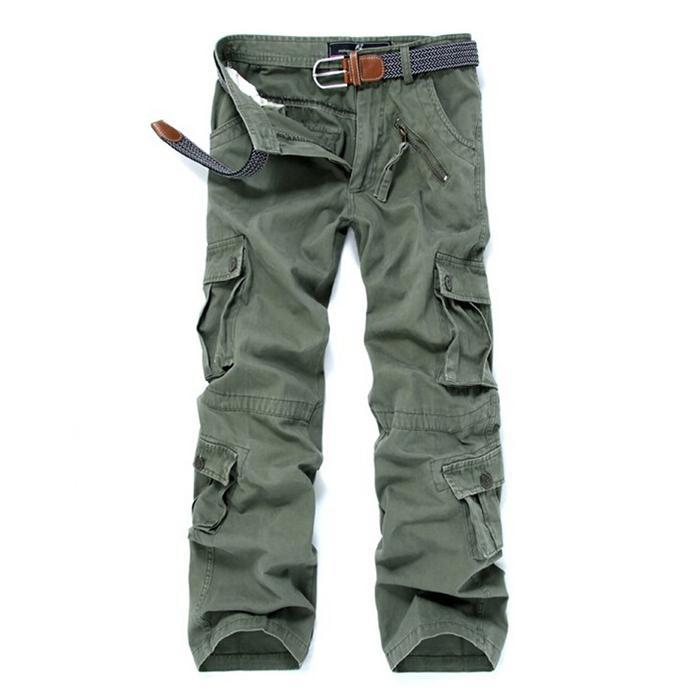 Casual Solid Color Fashion Pocket Outdoor Pure Cotton Fashion Men's Cargo Pants