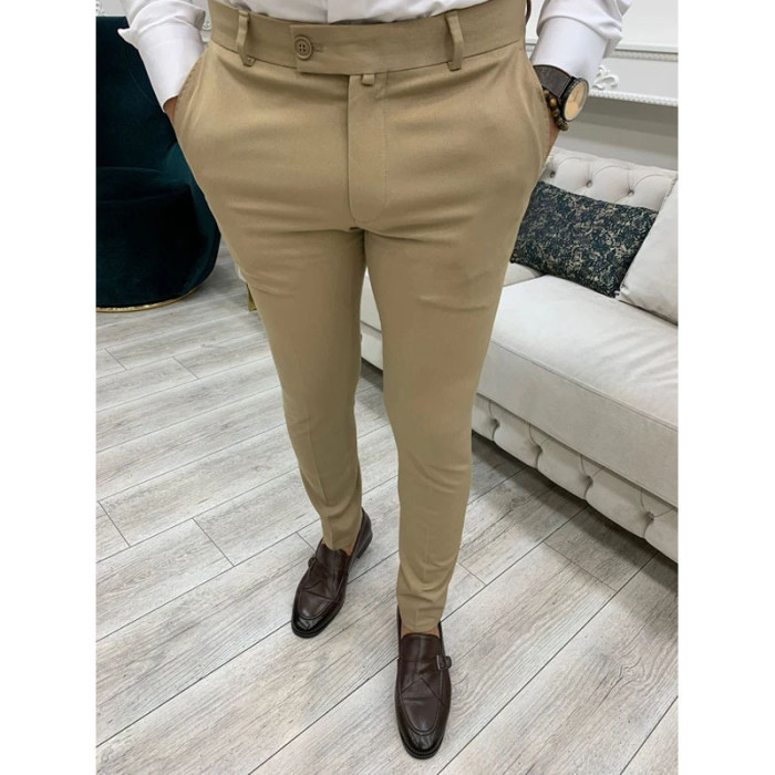 Casual Soft Tight Elastic Business Men's Suit Pants S-3XL