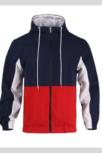 Men Casual Long-sleeved Color-blocking Waterproof Jacket