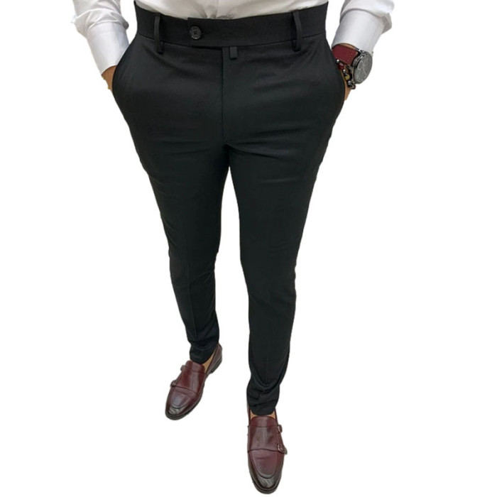 Casual Soft Tight Elastic Business Men's Suit Pants S-3XL