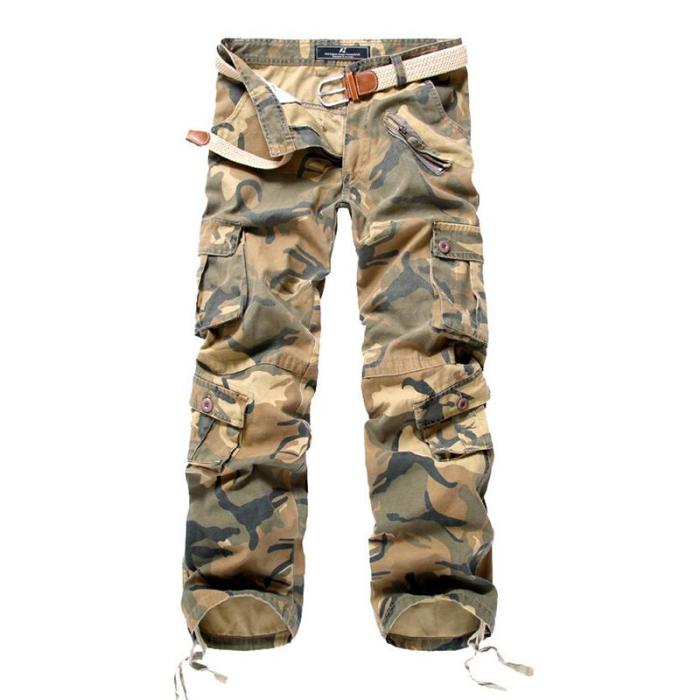 Casual Solid Color Fashion Pocket Outdoor Pure Cotton Fashion Men's Cargo Pants