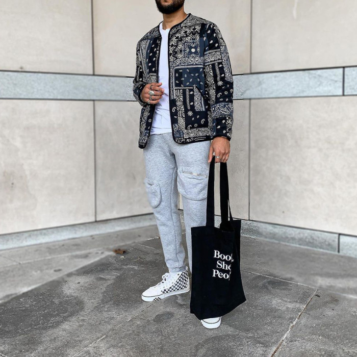 Trendy Pattern Loose Oversized Zipper Street Jacket for Men