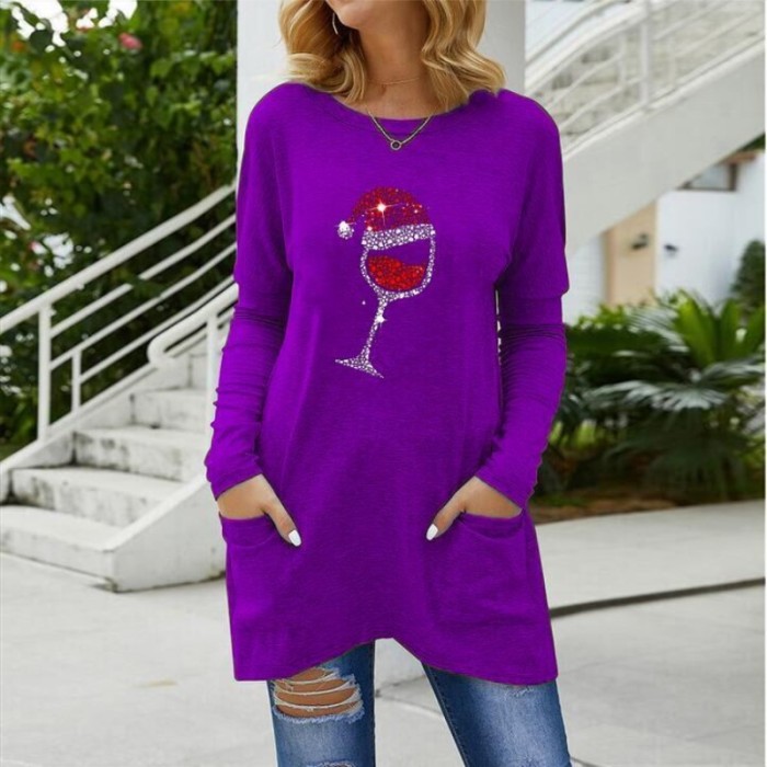 Women Casual Round Neck Long Sleeve Printing Sweatshirts
