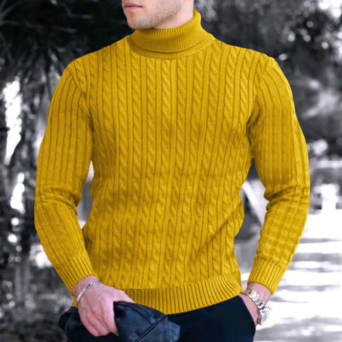 Men Knitted Warm High Elastic Turtleneck Sweater