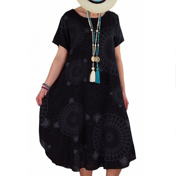 Bohemian Big Polka Dot Print Loose Ethnic Tank Casual Dress