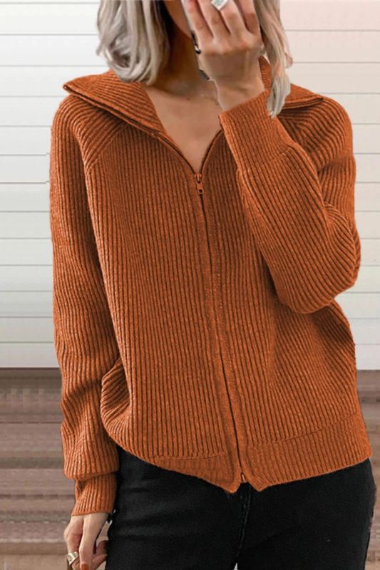 Women Vintage Lapel Solid Knitted Cardigans