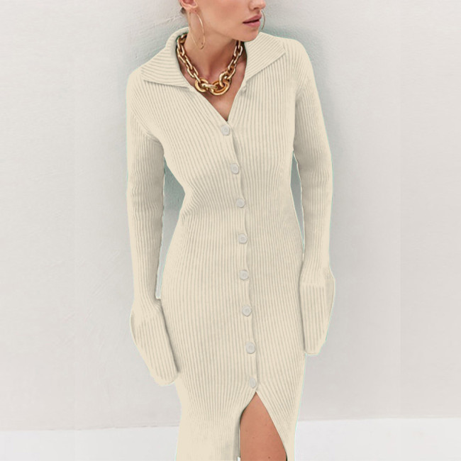 Versatile Metal Breasted Sweater Dress main image 0