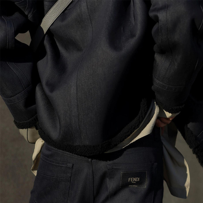 Men's Wool Coat Casual Long Sleeve Lapel Zipper Fashion Solid Color Denim Jacket