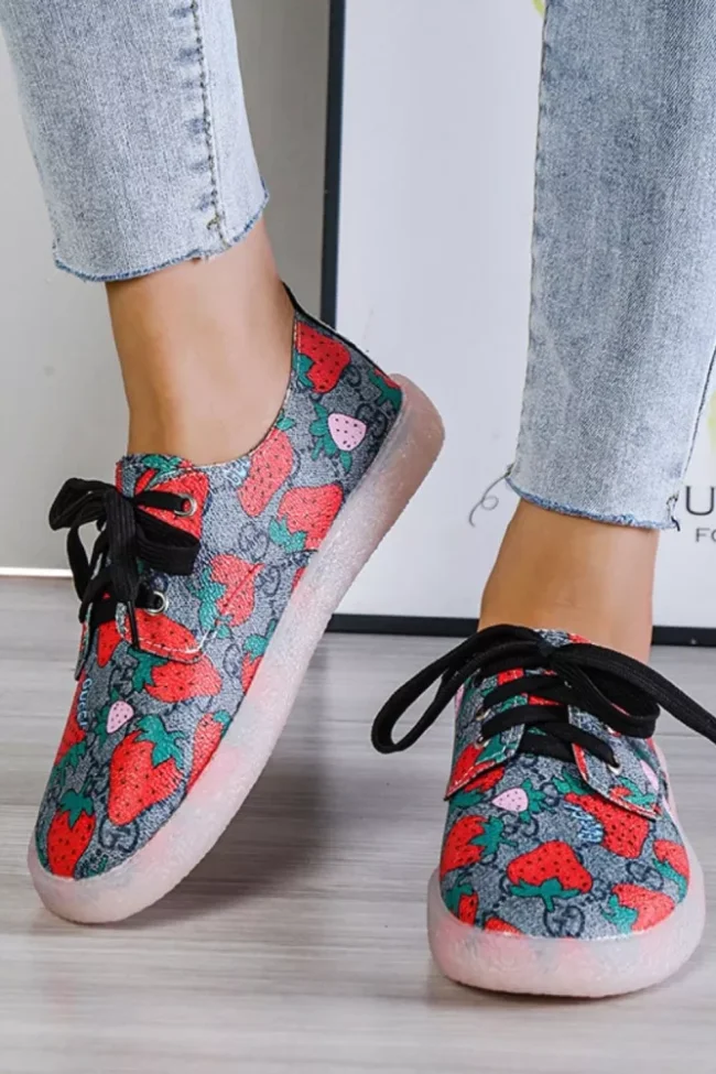 Fashion Print Round Head Comfortable Casual Flat Sneakers