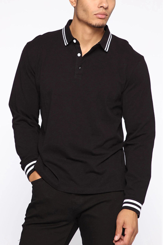 Men's T-Shirt Long Sleeve Fashion Solid Color Top Polo Shirt