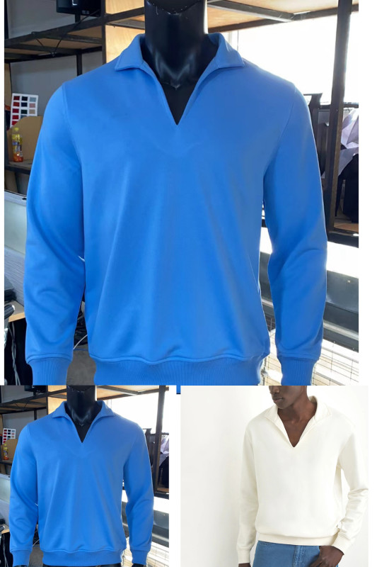 Fashion Solid Color Casual Loose V Neck Lapel Sweatshirt