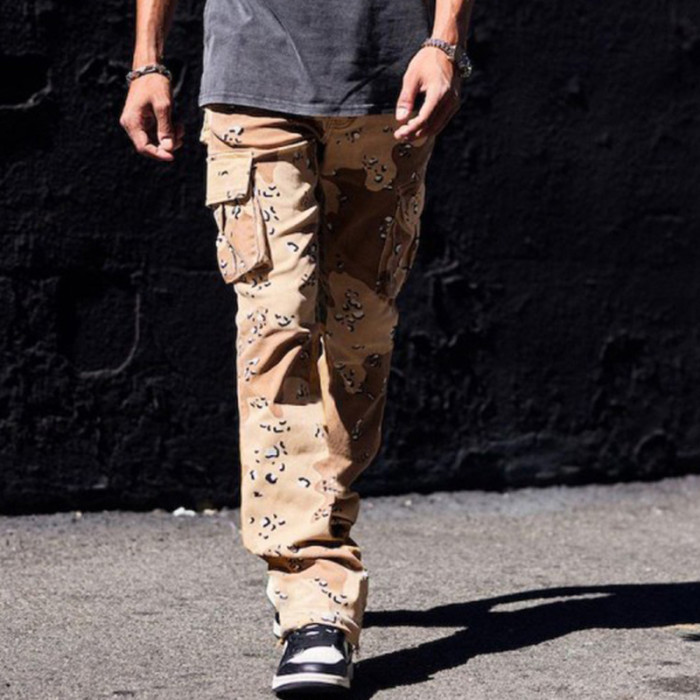 Fashion Loose Men's Casual Tether Straight Leg Cargo Pants