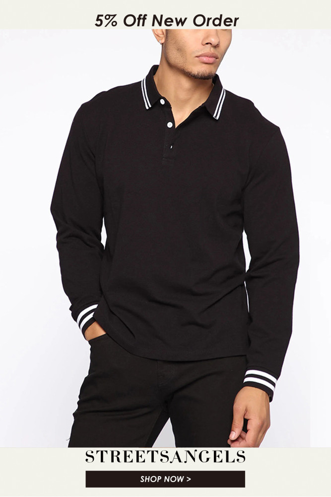 Men's T-Shirt Long Sleeve Fashion Solid Color Top Polo Shirt