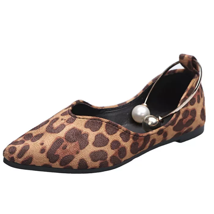 Women's Pointed Toe Leopard Print Slip-on Flat Shoes