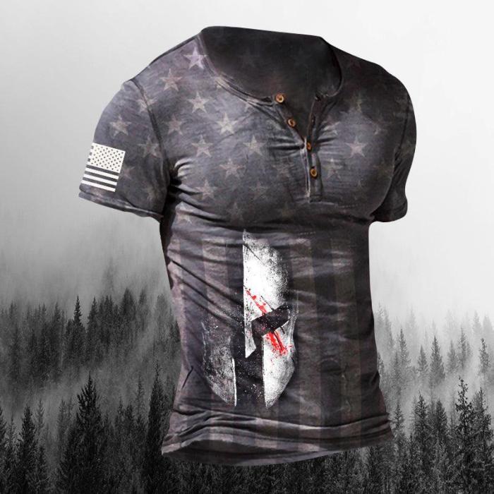 Men's Outdoor Comfortable Liberalism Warrior Print T-Shirt