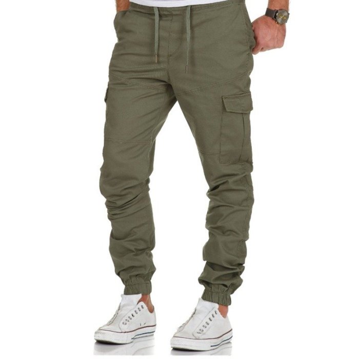 Commuting Street Workwear Multi-pocket Pure Color Pants