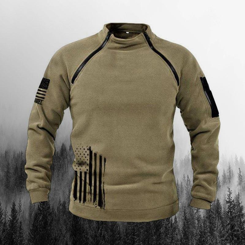 Men's Outdoor Warm And Comfortable Zipper Stand Collar Windproof Fleece Sweater