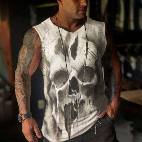 Retro Comfortable Skull Men's Sleeveless Shirt