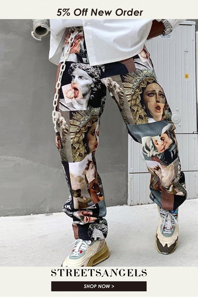 Men's Fashion Loose Printed Casual Sports Straight Pants