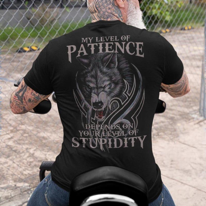 My Level of Patience Wolf  Men's T-Shirt