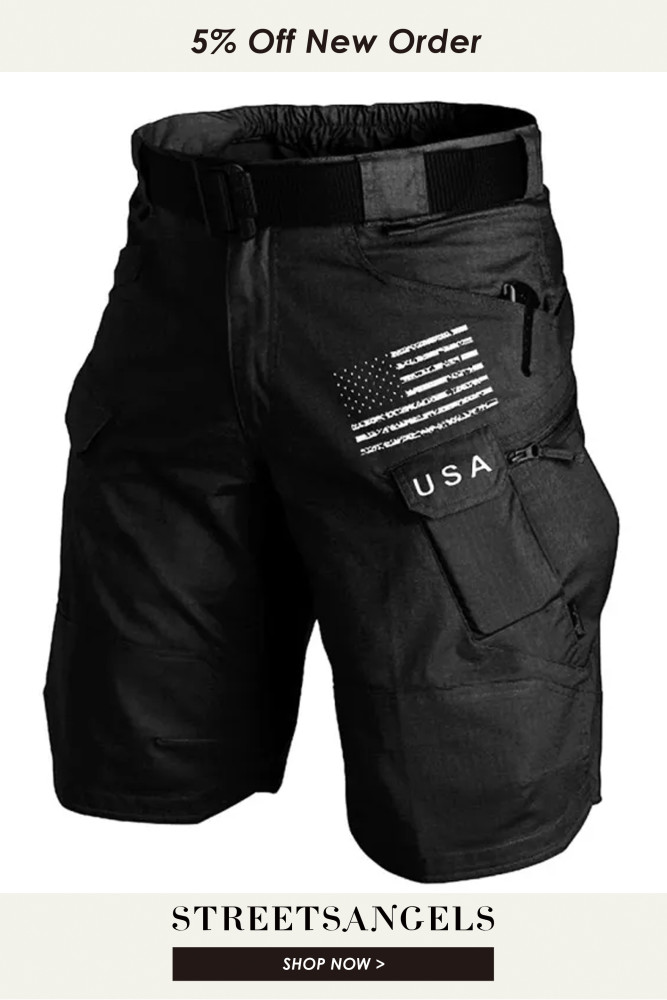 Men's Outdoor American Flag Tactical Sports Training Shorts