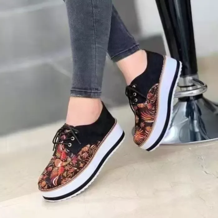 Women Fashion Print Platform Comfortable Simple Sneakers