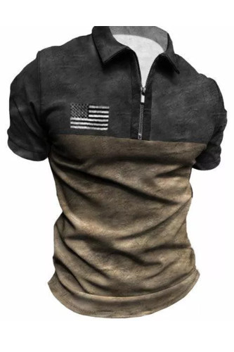 Mens Patchwork Liberalism Outdoor Freedom Polo-Shirt