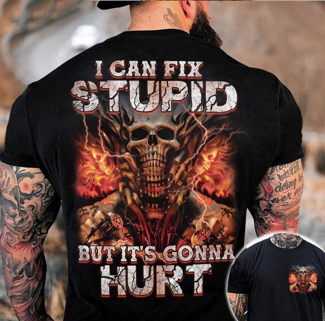 I Can Fix Stupid Skull All Over Print Mens Short Sleeve T-Shirt