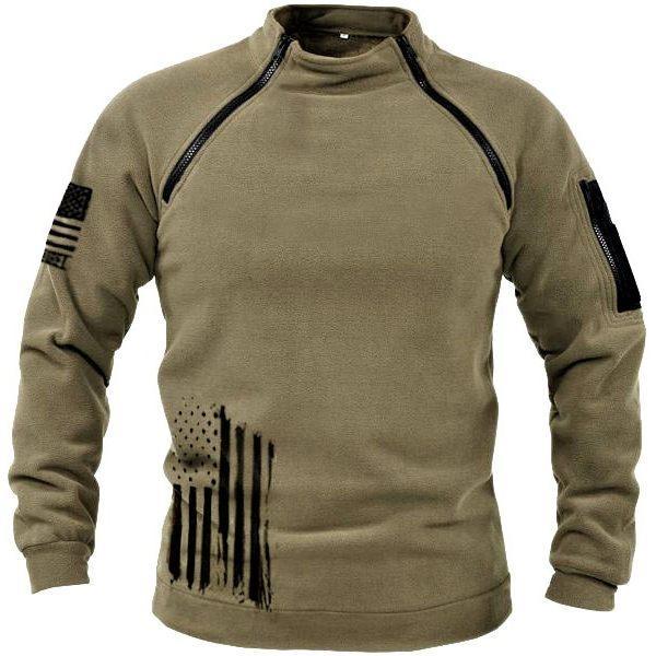 Men's Outdoor Warm And Comfortable Zipper Stand Collar Windproof Fleece Sweater