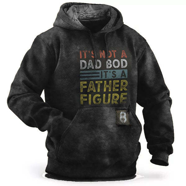 Men Sweatshirt Plush Hooded Father Figure Letter Print Drawstring Pocket Vintage Hoodie