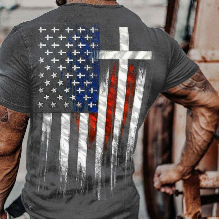 Independence Day National Outdoor Faith Print Mens T-Shirt