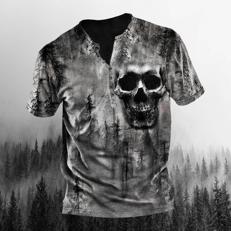 Mens Retro Skull Printed Outdoor Freedom T-Shirt