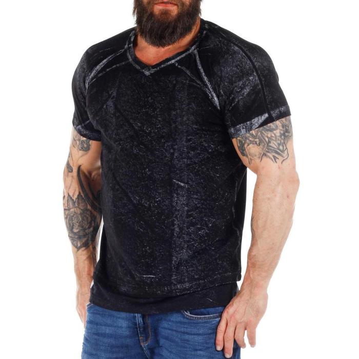 Men's Plus Size Washed Texture Shirt T-Shirt
