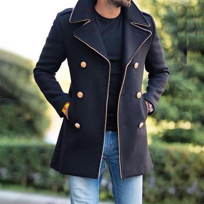 Men's Fashion Lapel Double Breasted Casual Long Sleeve Coat