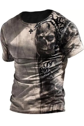 Biker Skull Print Mens T-Shirt
